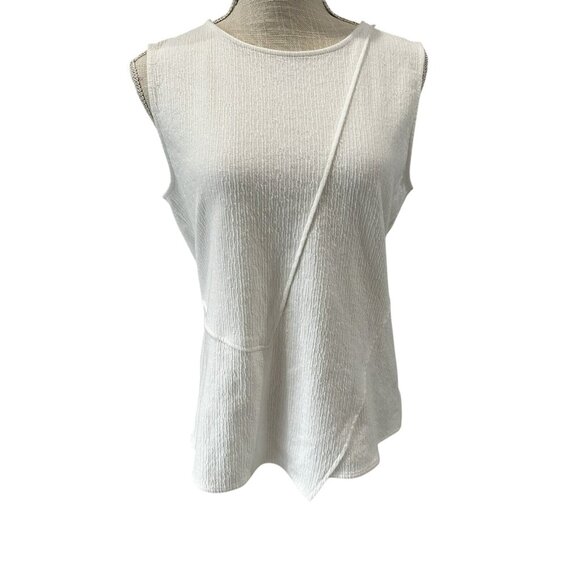 DKNY Womens White Textured Sleeveless Top With Back Zipper - Size M - Picture 1 of 7